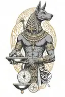 Anubis holding a scale tattoo design idea