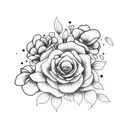 A retro cassette tape surrounded by blooming flowers tattoo design idea