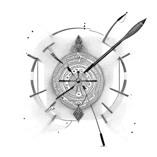 An abstract design combining archery motifs with Gael A and Samuel A's initials tattoo design idea