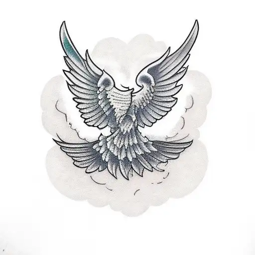 name Mariano with wings tattoo design idea