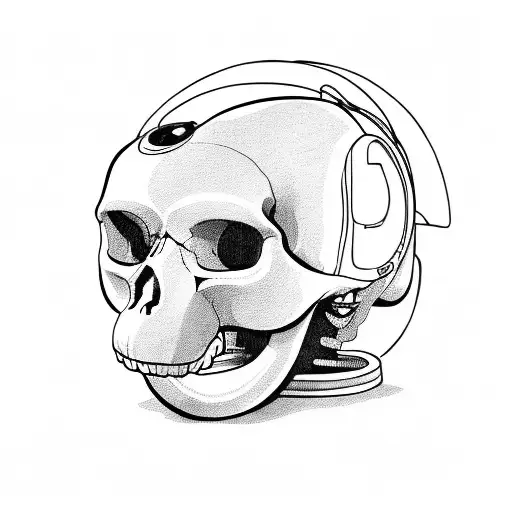 monkey's skull in a astronaut helmet tattoo design idea