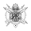 mariachi skeleton wrapped around the tip of mt. Everest holding a guitar in one hand and a compass in the other  tattoo design idea