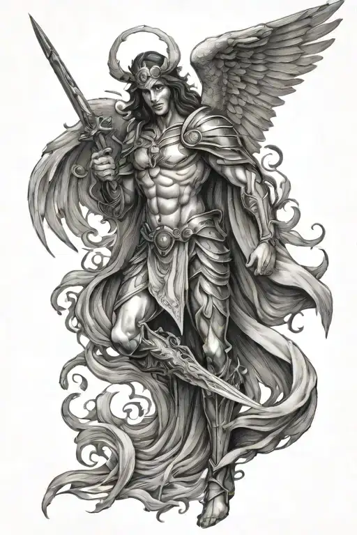 seraphim angel warrior   tattoo design idea