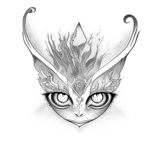 twin flame with eyes tattoo design idea
