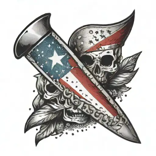 A culinary knife with a Puerto Rican flag handle tattoo design idea
