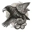 raven and octopus  tattoo design idea