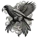 raven and octopus  tattoo design idea