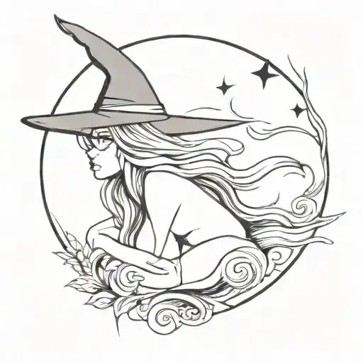 witch tattoo design idea