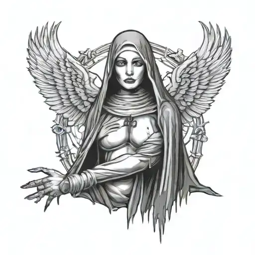 hot body girl creep nun horny tattoo design idea