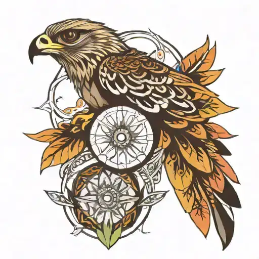 Falcon chakras tribal tattoo for women arm sleeve tattoo design idea