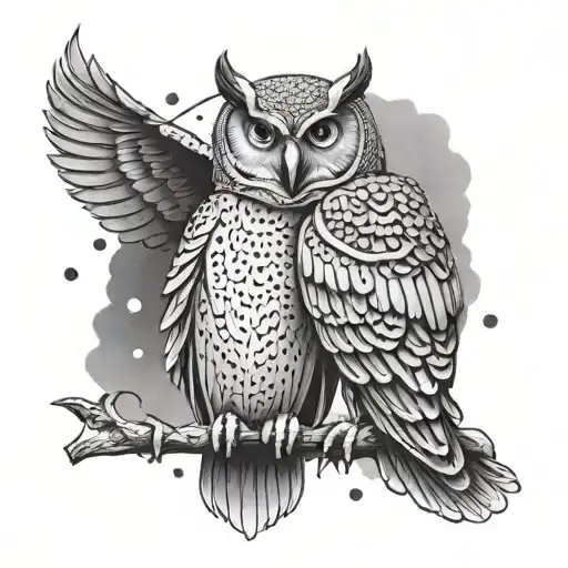 Gladiator and Owl tattoo design idea