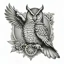 Gladiator and Owl tattoo design idea