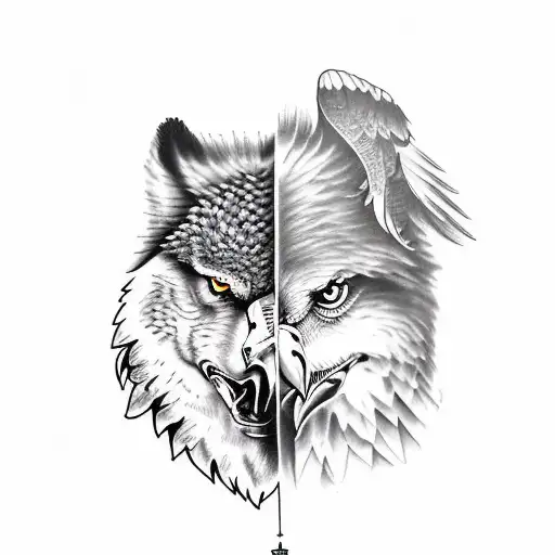 Eagle & wolf tattoo design idea