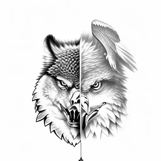 Eagle & wolf tattoo design idea