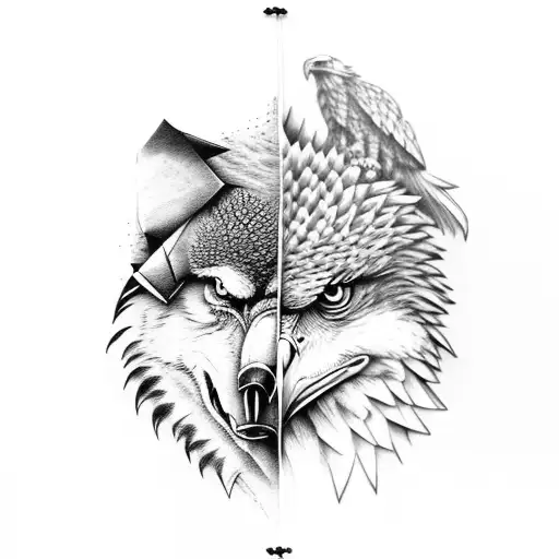 Eagle & wolf tattoo design idea
