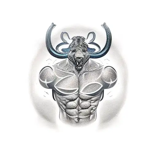 minotaur torso tattoo design idea