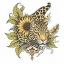 sunflower and leopard surrounded tattoo design idea