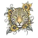 sunflower and leopard surrounded tattoo design idea