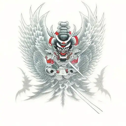 Japanese Demon killing Angel  tattoo design idea