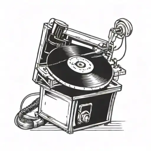 vinyl record player tattoo design idea