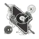 vinyl record player tattoo design idea
