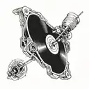 vinyl record player tattoo design idea