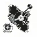 vinyl record player tattoo design idea