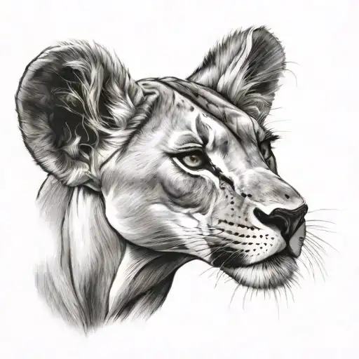 realistic sketch of nala from the lion king tattoo design idea