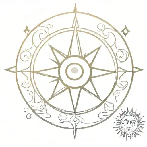 sun and moon surrounding evil eye surrounded tattoo design idea