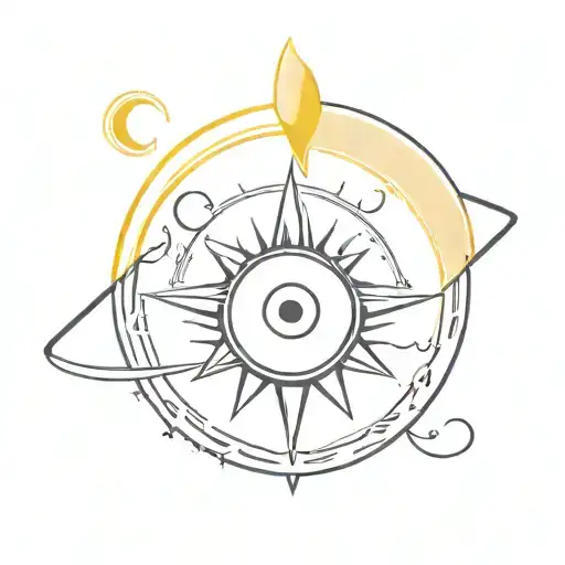 evil eye sun and moon surrounded tattoo design idea