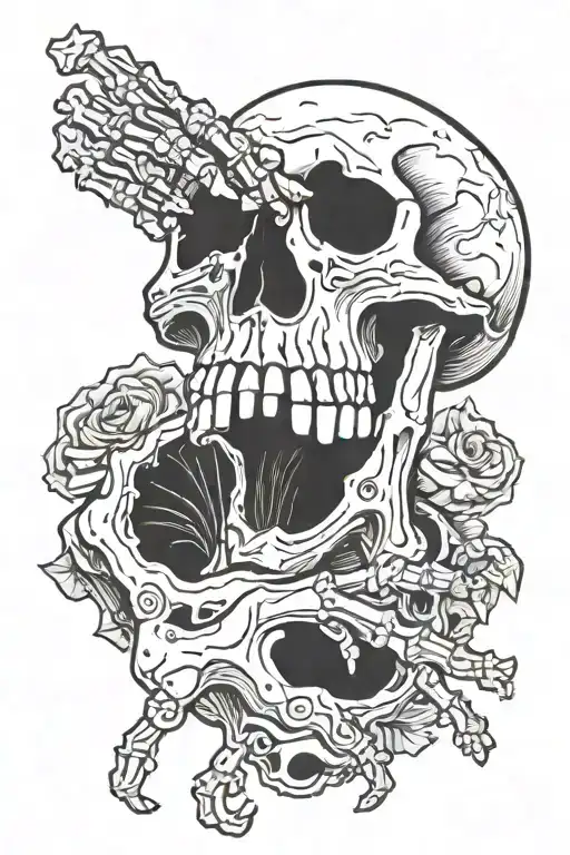 one human hand one skeleton hand holding tattoo design idea