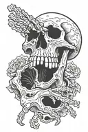 one human hand one skeleton hand holding tattoo design idea