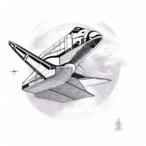 space shuttle  wizh big  satellite dish tattoo design idea