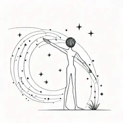 Stick figure gazes up at "all of the stars have a reason" amidst stars and semicolons, symbolizing hope. tattoo design idea