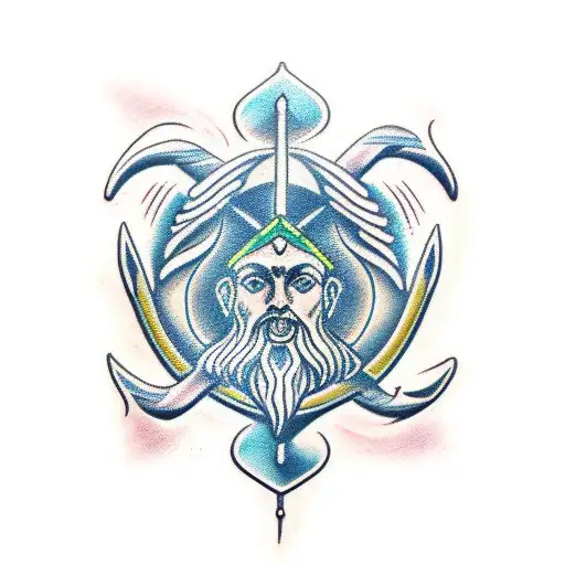 poseidon trident tattoo design idea