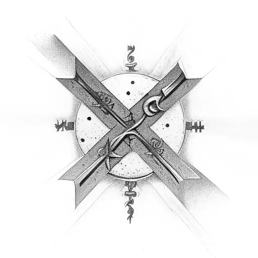 chrstian cross with birth and death date tattoo design idea