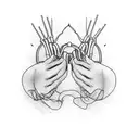 Crotch tattoo design from the name Manaporn, thin lines. Line art tattoo design idea