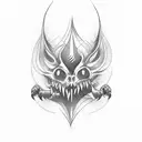 Crotch tattoo design from the name Manaporn, thin lines. Line art tattoo design idea