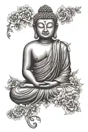 suminagashi style buddha tattoo design idea