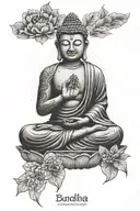 suminagashi style buddha tattoo design idea