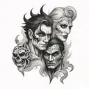 good and evil, two faces tattoo design idea