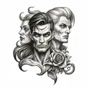 good and evil, two faces tattoo design idea