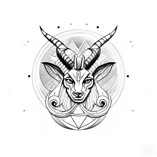 Capricorn mix anubis tattoo design idea