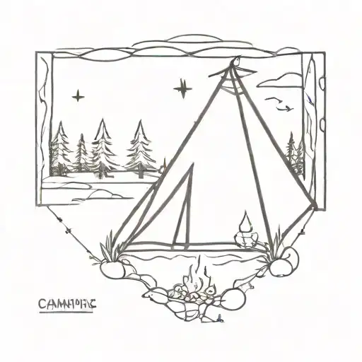 an minimalist tattoo design about camping with a beautiful meaning behind it and easy to draw  tattoo design idea