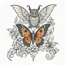butterfly devil and eagle tattoo design idea