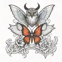 butterfly devil and eagle tattoo design idea