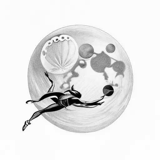 A dancer gracefully leaping towards the moon tattoo design idea