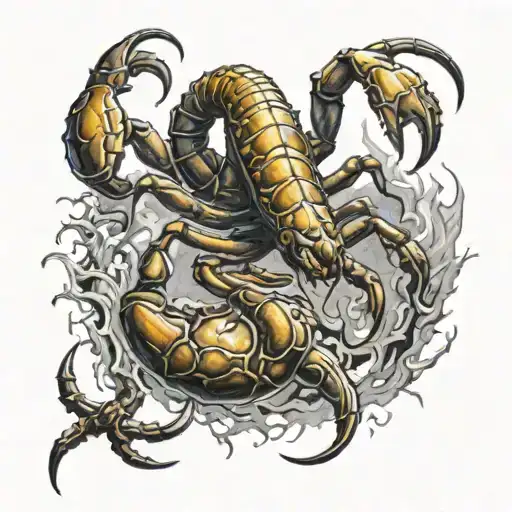 Scorpion rising from ashes tattoo design idea