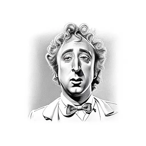 vibrant phsychedllic gene wilder as Jim from blazing saddles tattoo design idea