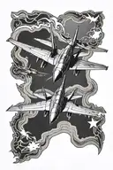 Jet fighter jet flying tattoo design idea
